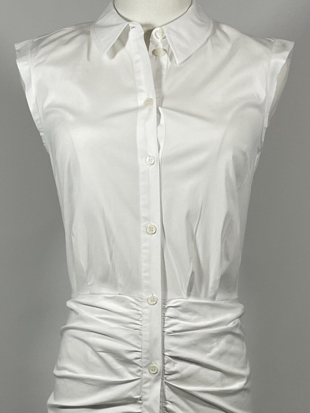 Veronica Beard Bell Button Down Ruched Shirt dress